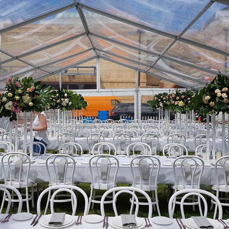 South Australian Museum wedding sunny pavilion white Bentwood chairs