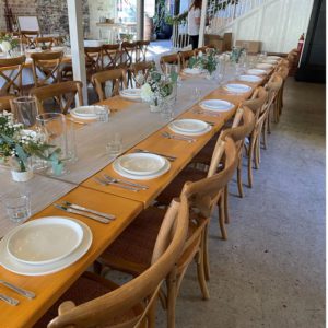 farmhouse banquet table dining event hire