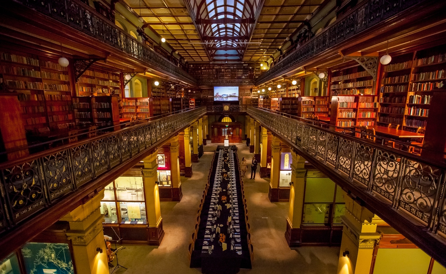 Corporate event dinner set up at the Mortlock Chamber State Library of South Australia