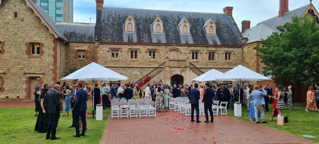 Wedding Hire Adelaide - Marquee umbrellas and wedding chairs