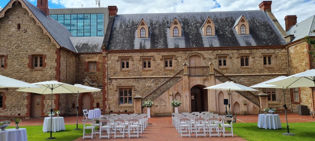 Wedding Hire Adelaide - SA Museum ceremony on the Middle Lawns