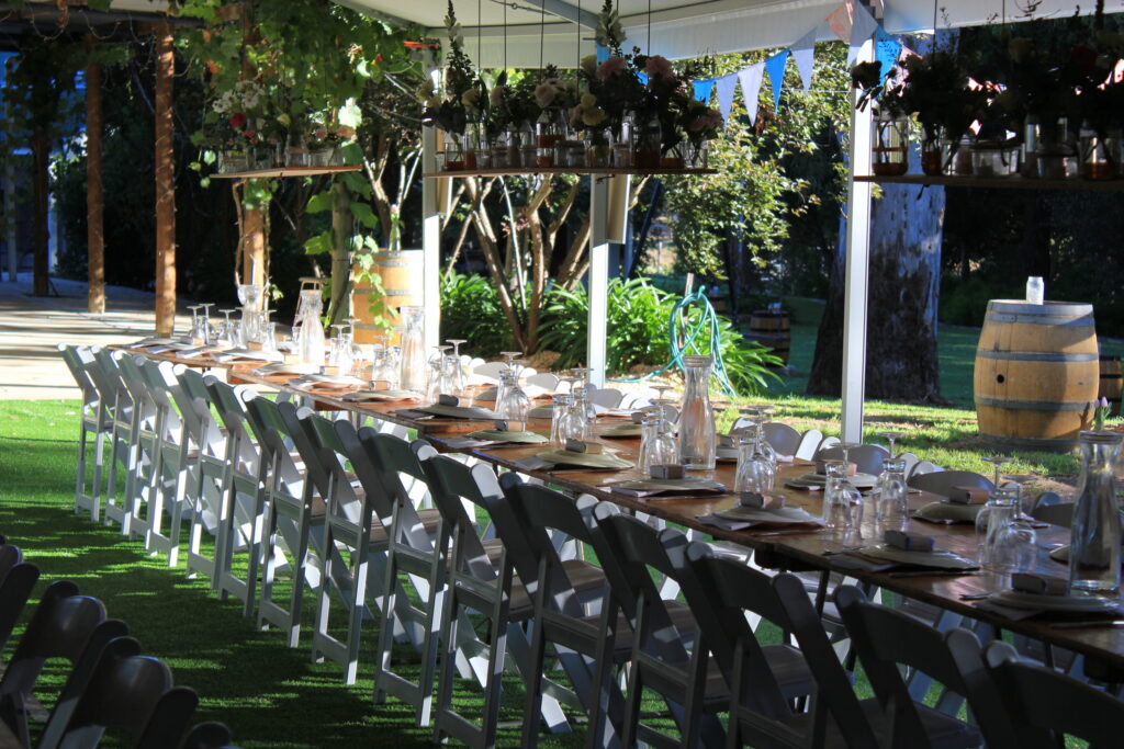 Party Hire Adelaide - Americana chairs with rustic trestles